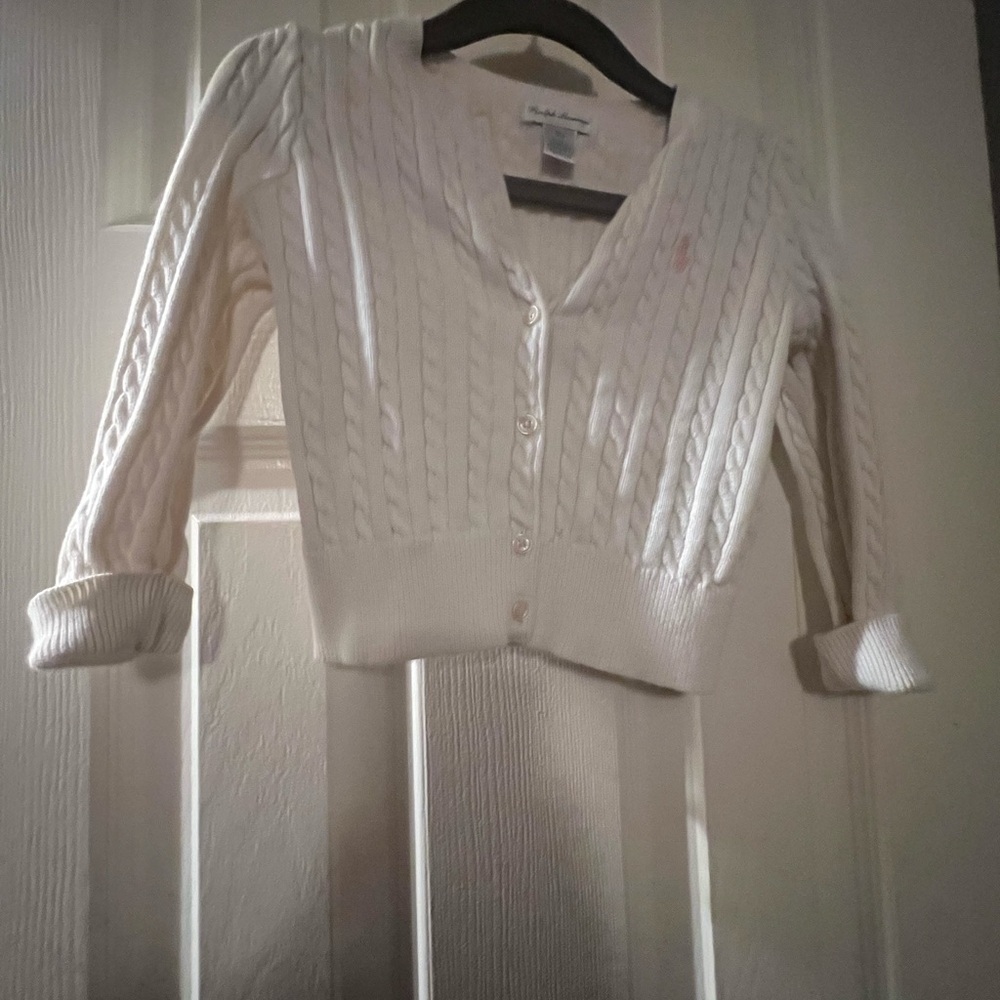 White Cable Knit Cardigan Sweater